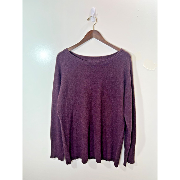 Nicole Miller Women’s Cashmere Sweater Size L Purple Minimalist Luxurious Soft - Picture 2 of 8
